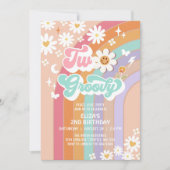 ツー・グルーヴィー・ヒッピーのダイジーレインボー2歳の誕生日 招待状 (正面)