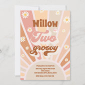 ツー・グルーヴィー・ヒッピー 2歳の誕生日 サンシャイン デイジー 招待状 (正面)