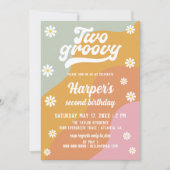 ツー グルーヴィー レトロ ダイジー 2歳の誕生日招待状 招待状 (正面)