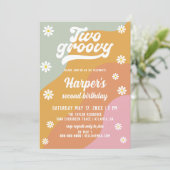 ツー グルーヴィー レトロ ダイジー 2歳の誕生日招待状 招待状 (スタンド正面)