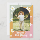 ツー グルーヴィー レトロ ダイジー 2歳の誕生日招待状 招待状 (裏面)