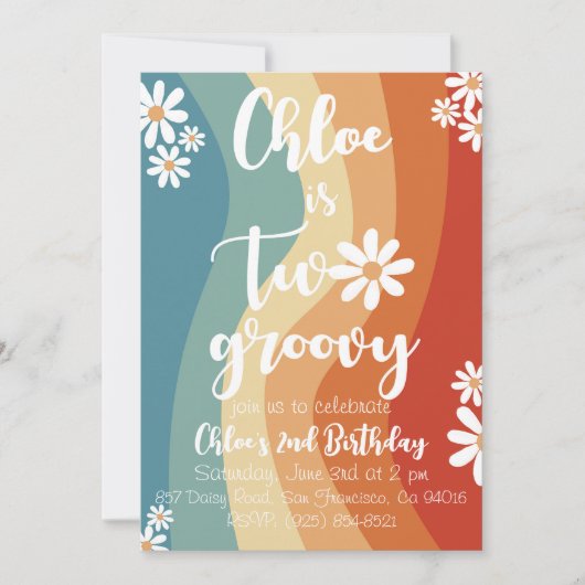 ツー グルーヴィー レトロ 招待状 (正面)