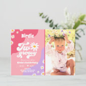 ツー グルーヴィー 2歳の誕生日パーティー ボヘミア レトロ ダイシー 招待状 (スタンド正面)