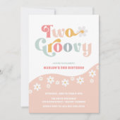 ツー グルーヴィー 2歳の誕生日 ピンクの招待状 招待状 (正面)