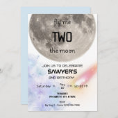 ツー・ザ・ムーン誕生日パーティー招待状 招待状 (正面/裏面)