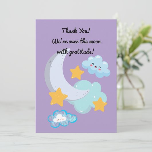 ツー・ザ・ムーン・キュートな誕生日写真の感謝カード 招待状 (スタンド正面)