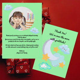 ツー・ザ・ムーン・キュートな誕生日写真の感謝カード 招待状