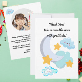 ツー・ザ・ムーン・キュートな誕生日写真の感謝カード 招待状