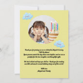 ツー・ザ・ムーン・キュートな誕生日写真感謝カード 招待状 (裏面)