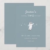 ツー・ザ・ムーン スペースパーティー 2歳の誕生日招待状 招待状 (正面/裏面)