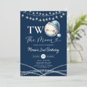 ツー ザ ムーン バースデー パーティー ストリング ライト 招待状 (スタンド正面)