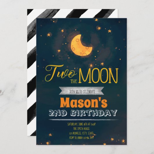 ツー・ザ・ムーン パーティー招待状 招待状 (正面/裏面)