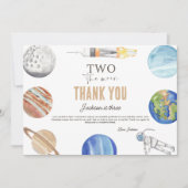 ツー ザ ムーン | モダン スペース 2歳 誕生日 デコレーション サンキューカード (正面)