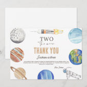 ツー ザ ムーン | モダン スペース 2歳 誕生日 デコレーション サンキューカード (正面/裏面)