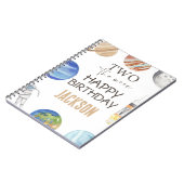 ツー ザ ムーン | 現代的な宇宙をテーマにした2歳の誕生日デコレーション ノートブック (左側)