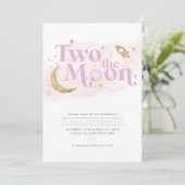 ツー・ザ・ムーン 2歳 誕生日 女の子 パープル ゴールド 招待状 (スタンド正面)