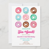 ツー・スウィート・ドーナツ・スプリンクルズ 2歳の誕生日パーティー 招待状 (正面)