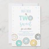 ツー・スウィート・ブルー・ドーナツ・ファースト・バースデー 招待状 (正面)
