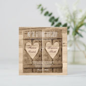 ツー ハーツ ラスティック ウッド シャッター ウェディング インビテーション (スタンド正面)