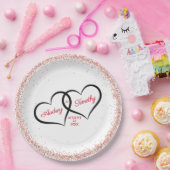 ツー ハーツ ワン ラブ ウェディング パーソナライズド ペーパープレート (パーティー)