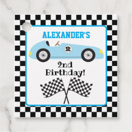 ツー・ファスト・レースカー 青いレーシングカー 男の子 誕生日 フェイバータグ