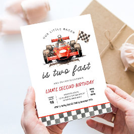 ツー ファスト レース カー ヴィンテージ 2歳の誕生日 招待状