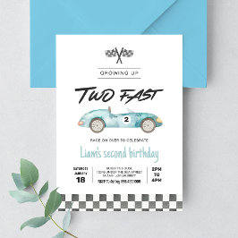 ツー ファスト レース カー ヴィンテージ 2歳の誕生日 招待状