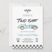 ツー ファスト レース カー ヴィンテージ 2歳の誕生日 招待状 (正面)