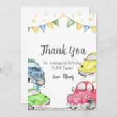 ツー・ファスト・2歳の誕生日レースカー サンキューカード (正面/裏面)