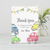 ツー・ファスト 2歳の誕生日 レースカー サンキューカード (スタンド正面)