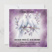 ツー・ホワイト・ドヴス・レズビアン・ウェディング 招待状 (正面)