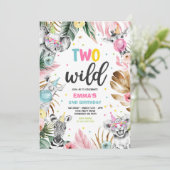 ツー ワイルド バースデー ゴールド サファリ ジャングル アニマルズ パーティー 招待状 (スタンド正面)