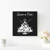 ツ救リークリスマスツリー スクエア壁時計 (ホーム)