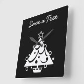 ツ救リークリスマスツリー スクエア壁時計 (傾斜)