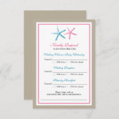 ツ星のピーコックとピンクのRSVPカード 出欠カード (正面/裏面)