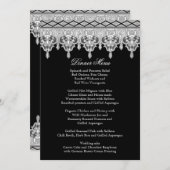 テアドロップレース、白黒-ディナーメニュー メニュー (正面/裏面)