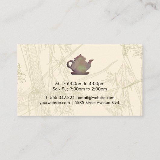 テアポ素朴ット | リーフ | ジュニパーのハーブの枝 名刺 (裏面)