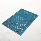 テアルブルーの冬のウェディングフォイル雪フレーク 箔招待状 (回転した状態)