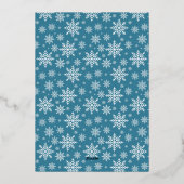 テアルブルーの冬のウェディングフォイル雪フレーク 箔招待状 (裏面)