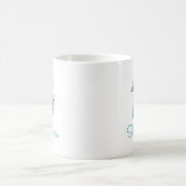 テアル+ピンクの花柄とSの文字 コーヒーマグカップ (中央)