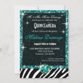 ティきらきら光るアラゼブラキンセアニェラ15th誕生日|ティール(緑がかった色) 招待状 (裏面)