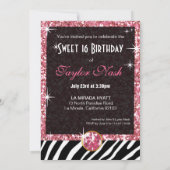 ティきらきら光るアラゼブラスイート16誕生祝い 招待状 (裏面)