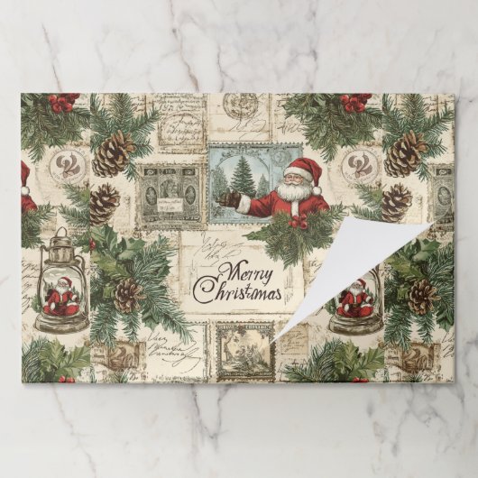 ティアウェイクリスマス花模様紙ランチョンマット ペーパーパッド (折り畳み)