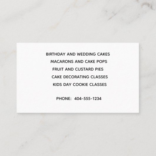 ティアドベーカリーケーキ 名刺 (裏面)