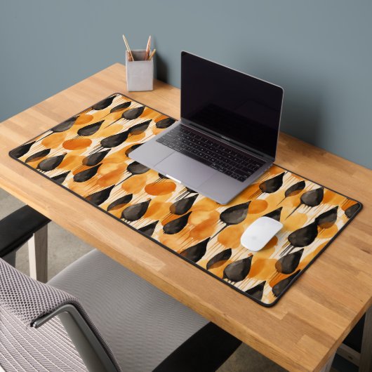 ティアドロップウォータカラーパターン、秋パレット デスクマット (オフィス2)