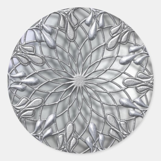 ティアドロップジュエリーシルバーステッカー ラウンドシール (正面)