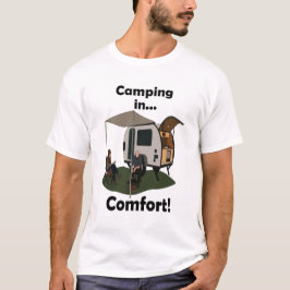 ティアドロップトレーラーキャンピング快適ハッピーカンパー Tシャツ