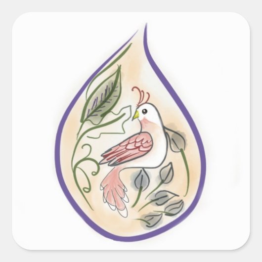 ティアドロップバードステッカー スクエアシール (正面)