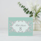 ティアドロップレース、アクアブルーテーブル番号カード ポストカード (スタンド正面)