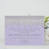 ティアドロップレース、ラベンダー&グレー – ウェディング招待 招待状 (スタンド正面)